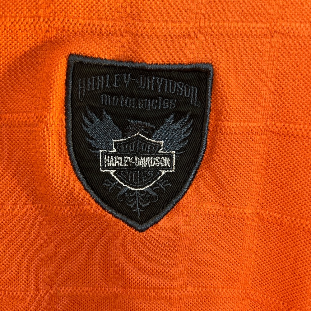 Harley Davidson Authenic 3 Button Pullover Orange… - image 2